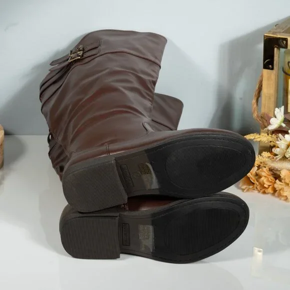 New Journee Collection Womens WC - Tori Chestnut Riding Boots Size 7.5 - Picture 7 of 7